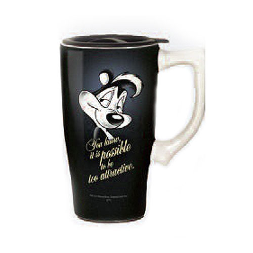 Looney Tunes Pepe Le Pew Black Travel Mug with Handle